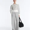Striped Rib Neck Jacket with Cotton Striped Rib Neck Jacket with Cotton