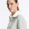 Striped Rib Neck Jacket with Cotton Striped Rib Neck Jacket with Cotton