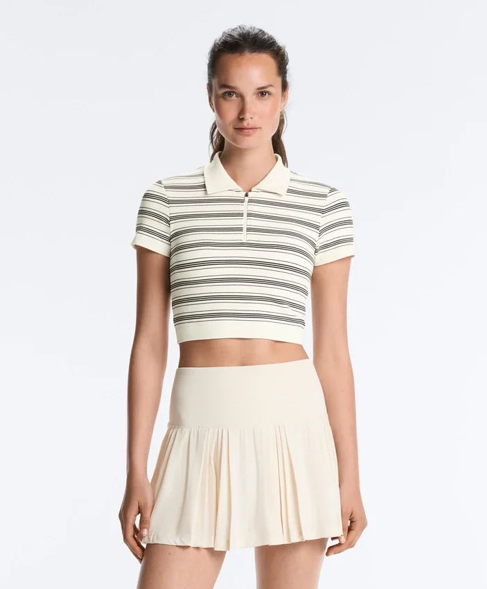 Striped Seamless Short-Sleeved Polo Shirt Striped Seamless Short-Sleeved Polo Shirt