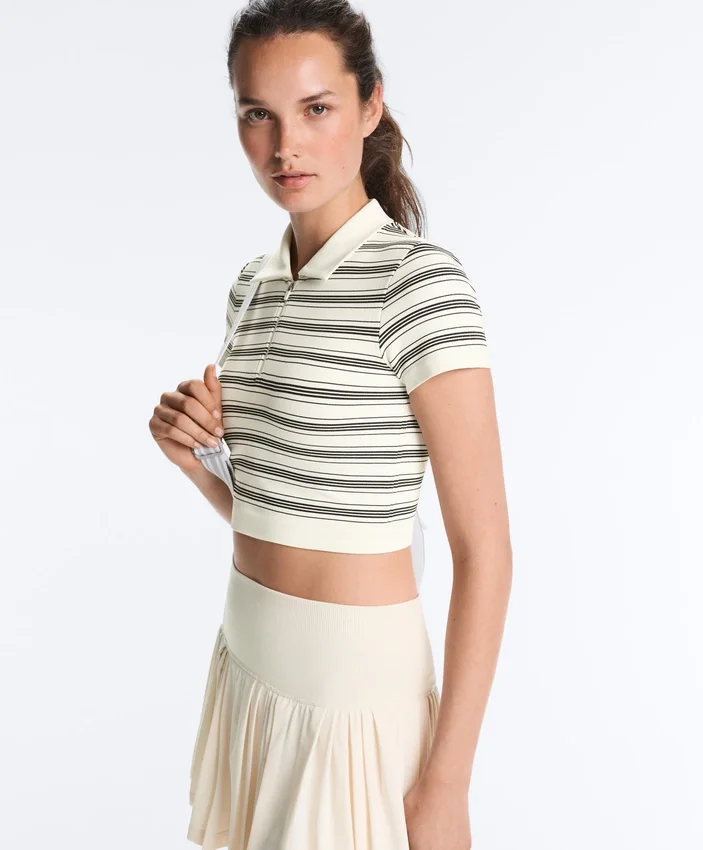 Striped Seamless Short-Sleeved Polo Shirt Striped Seamless Short-Sleeved Polo Shirt