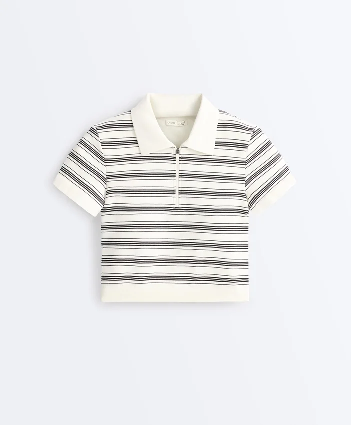 Striped Seamless Short-Sleeved Polo Shirt Striped Seamless Short-Sleeved Polo Shirt