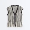 Striped Sleeveless V-Neck Knit Jumper Striped Sleeveless V-Neck Knit Jumper