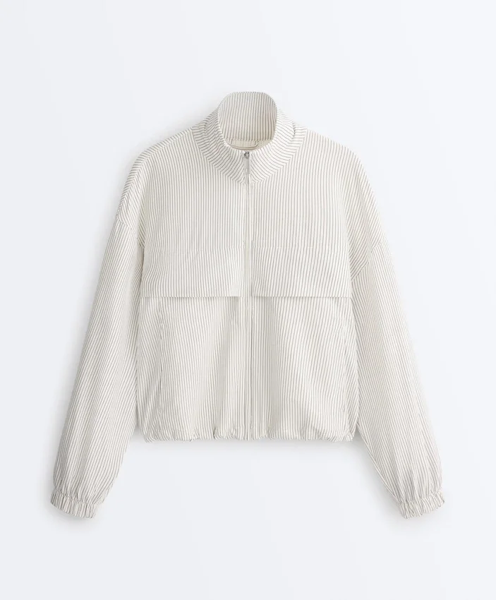 Striped Stretch Overlay Jacket Striped Stretch Overlay Jacket