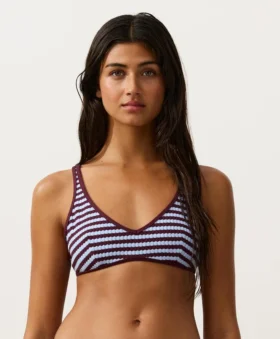 Striped Textured Halter Bikini Top