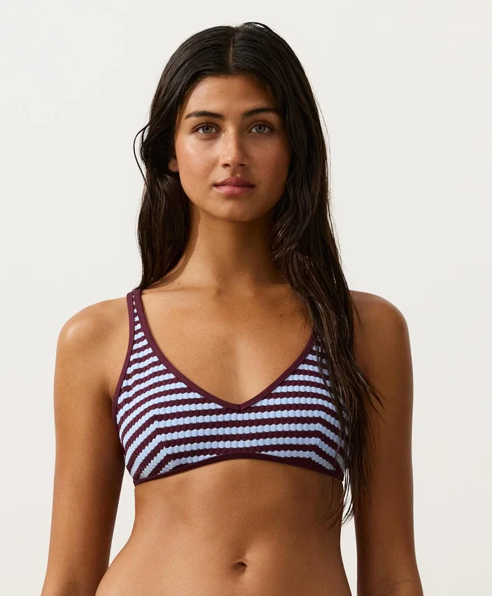 Striped Textured Halter Bikini Top Striped Textured Halter Bikini Top