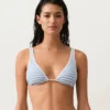 Striped Textured Triangle Halter Bikini Top Striped Textured Triangle Halter Bikini Top