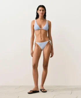 Striped Textured Triangle Halter Bikini Top