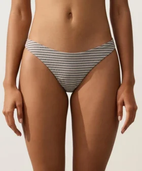 Striped U-Cut Medium-Coverage Bikini Briefs