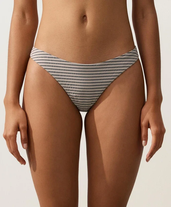 Striped U-Cut Medium-Coverage Bikini Briefs Striped U-Cut Medium-Coverage Bikini Briefs