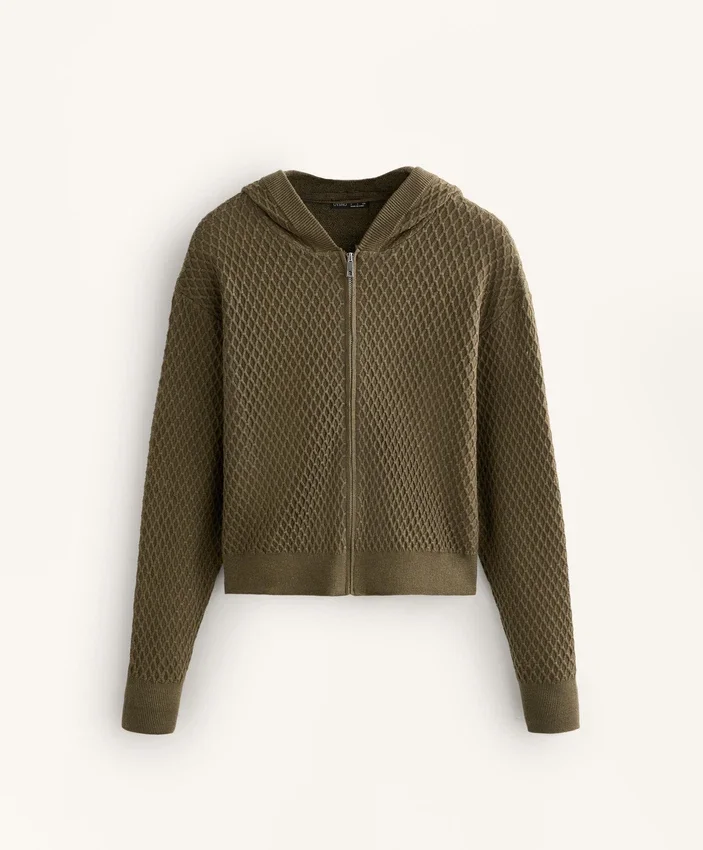 Structured Knit Hooded Jacket Structured Knit Hooded Jacket