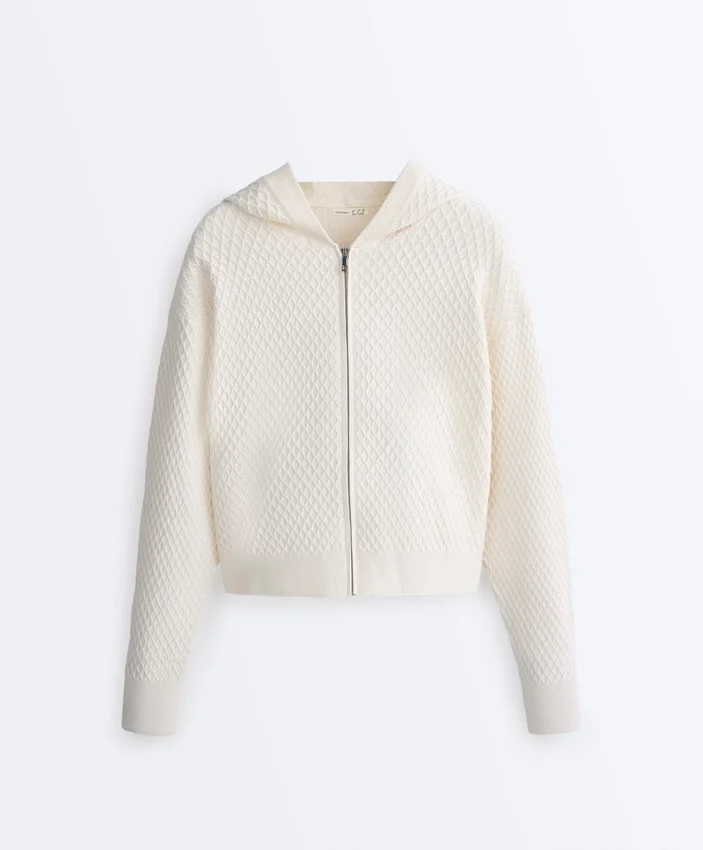 Structured Knit Hooded Jacket Structured Knit Hooded Jacket