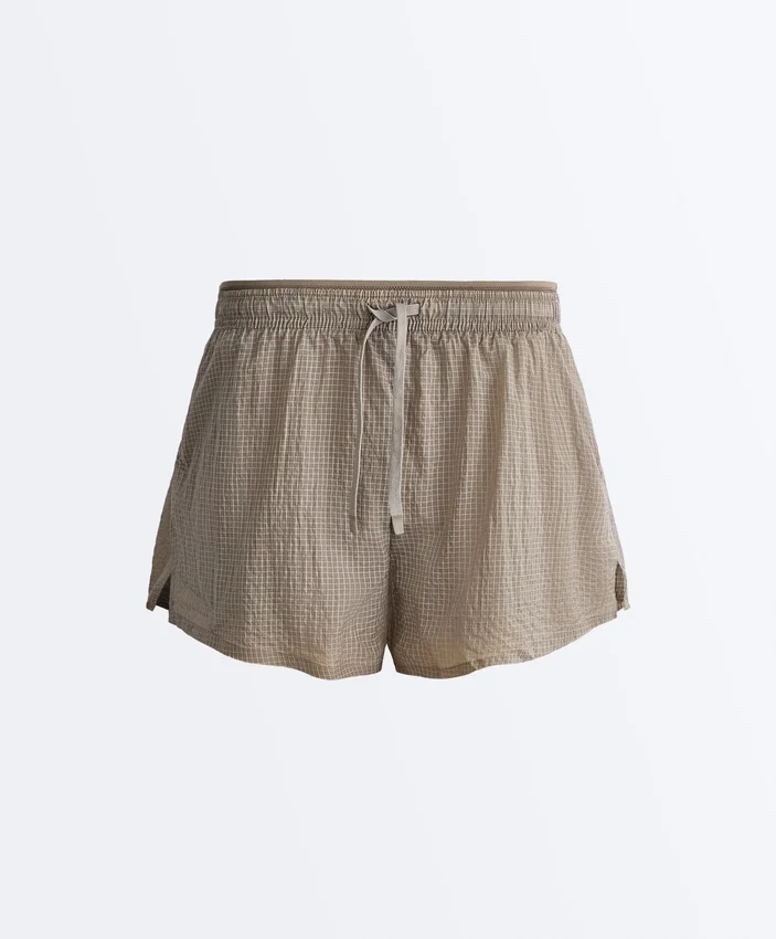 Technical 2-in-1 Checked Mid-Rise Shorts Technical 2-in-1 Checked Mid-Rise Shorts