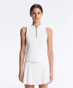 Technical Sleeveless T-Shirt with Half Zip
