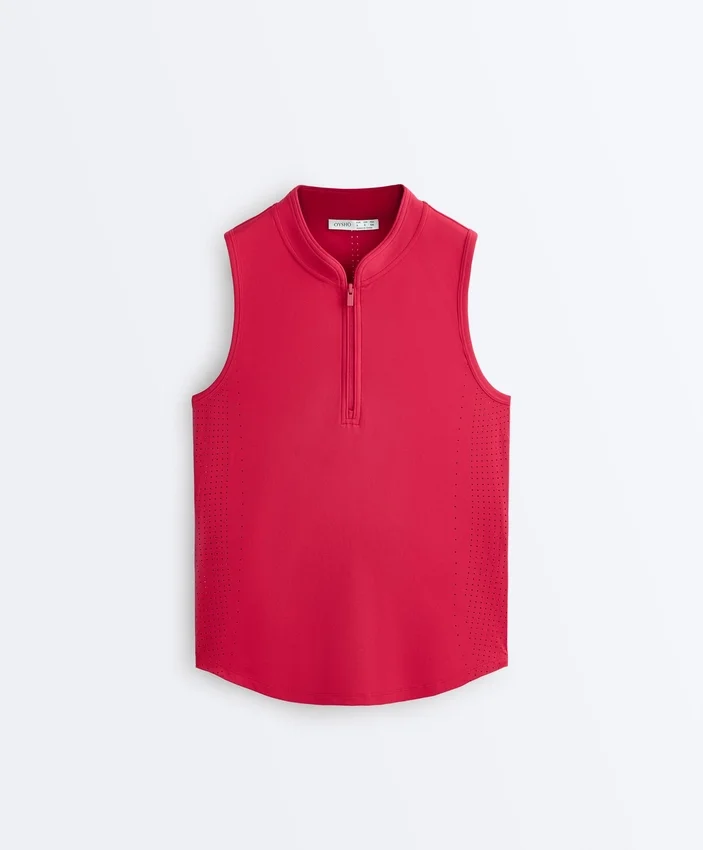 Technical Sleeveless T-Shirt with Half Zip Technical Sleeveless T-Shirt with Half Zip