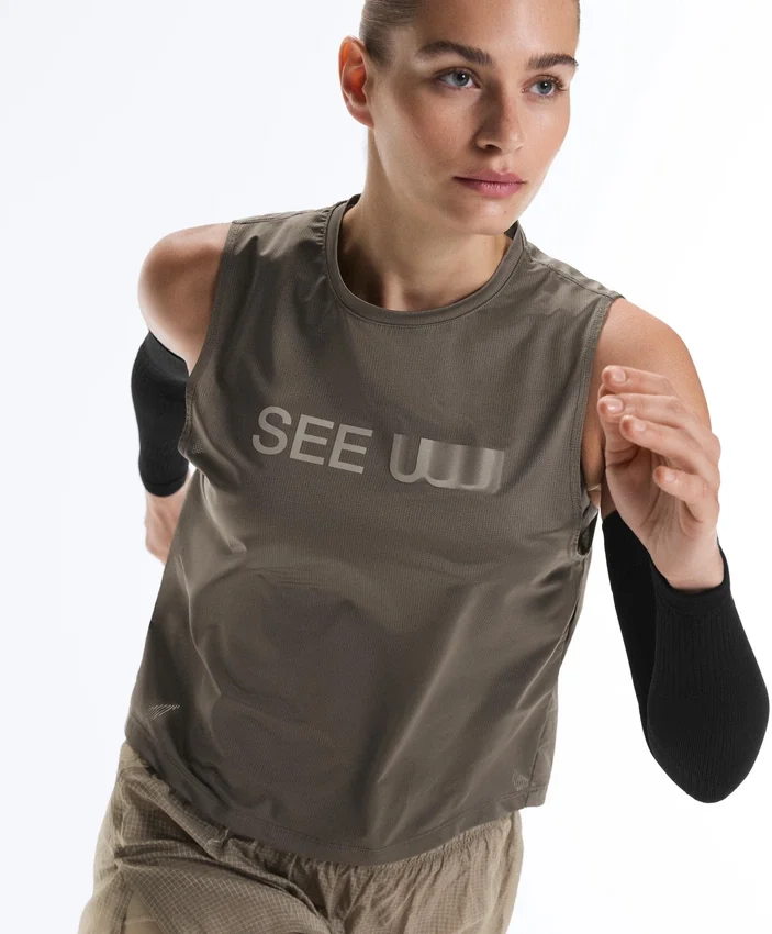 Technical Sleeveless T-Shirt with Text Technical Sleeveless T-Shirt with Text