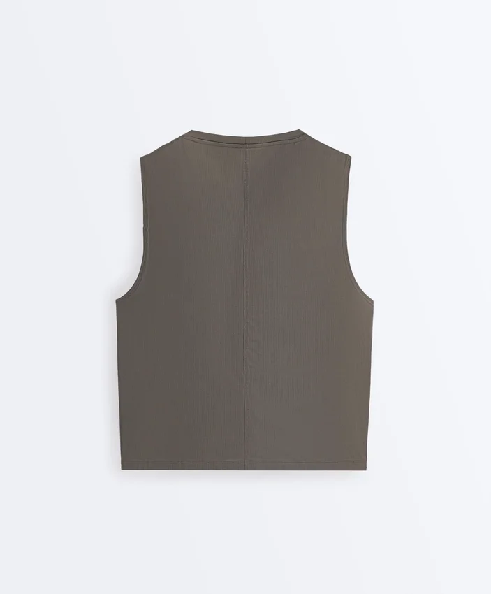 Technical Sleeveless T-Shirt with Text Technical Sleeveless T-Shirt with Text