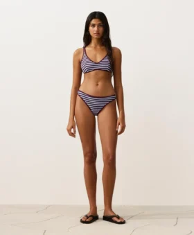 Striped Textured Halter Bikini Top