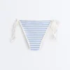Textured Stripe Medium-Coverage Bikini Briefs with Ties Textured Stripe Medium-Coverage Bikini Briefs with Ties