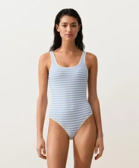 Textured Stripe Round-Neck Swimsuit Textured Stripe Round-Neck Swimsuit