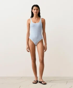 Textured Stripe Round-Neck Swimsuit Textured Stripe Round-Neck Swimsuit