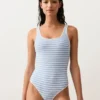 Textured Stripe Round-Neck Swimsuit Textured Stripe Round-Neck Swimsuit