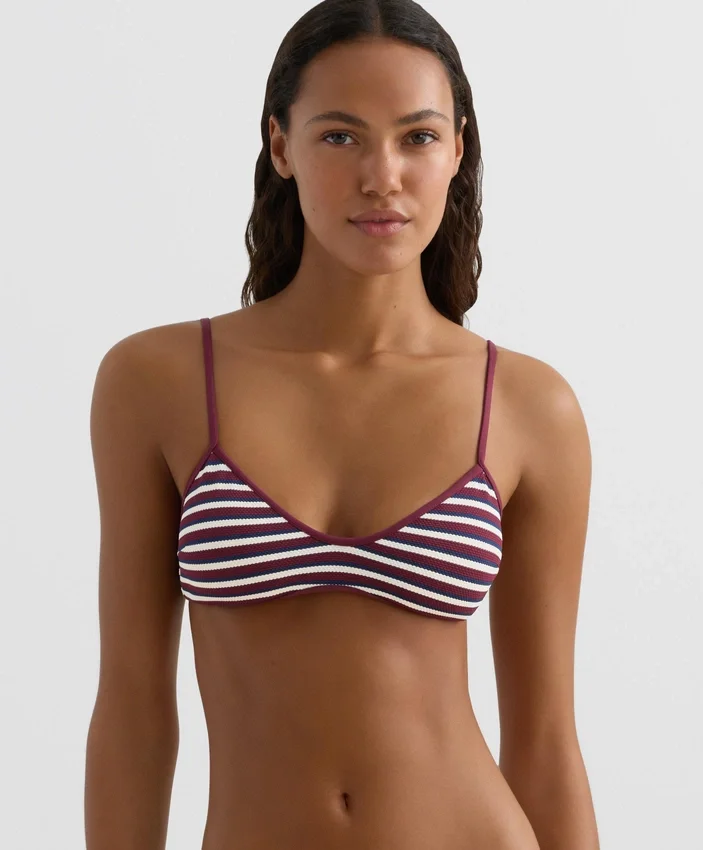Textured Stripe Triangle Bikini Top Textured Stripe Triangle Bikini Top