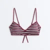 Textured Stripe Triangle Bikini Top Textured Stripe Triangle Bikini Top