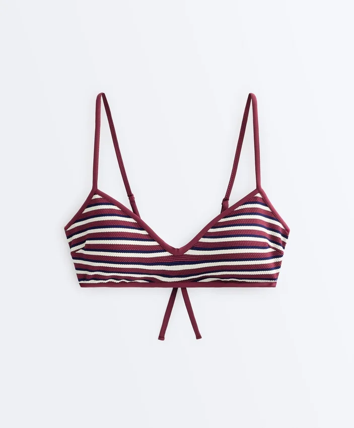 Textured Stripe Triangle Bikini Top Textured Stripe Triangle Bikini Top