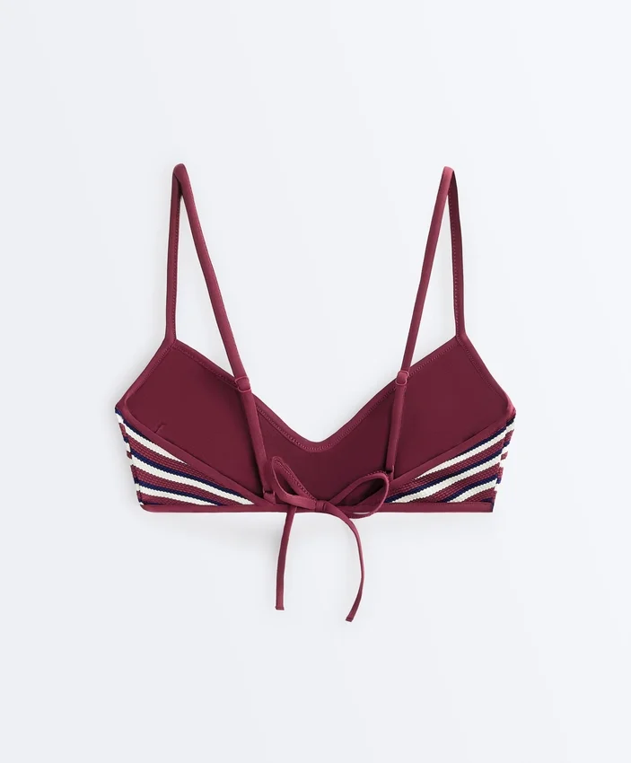 Textured Stripe Triangle Bikini Top Textured Stripe Triangle Bikini Top
