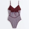 Textured Stripe Triangle Swimsuit Textured Stripe Triangle Swimsuit