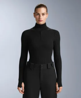Thermal Base Layer Rib Knit T-Shirt with Peak