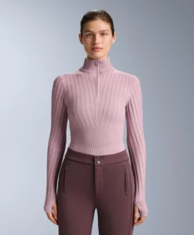 Thermal Base Layer Rib Knit T-Shirt with Peak
