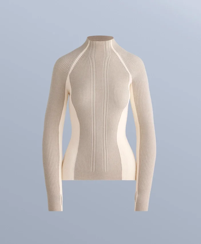 Thermal Base Layer T-Shirt with Contrast Rib Knit Thermal Base Layer T-Shirt with Contrast Rib Knit