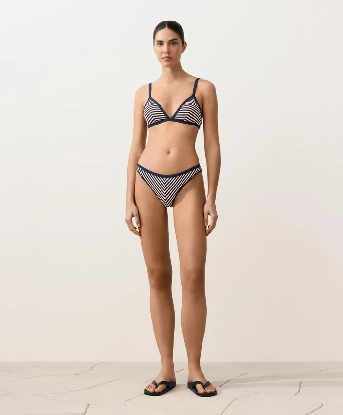 Trim Textured Stripe Triangle Bikini Top Trim Textured Stripe Triangle Bikini Top