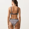 Trim Textured Stripe Triangle Bikini Top Trim Textured Stripe Triangle Bikini Top