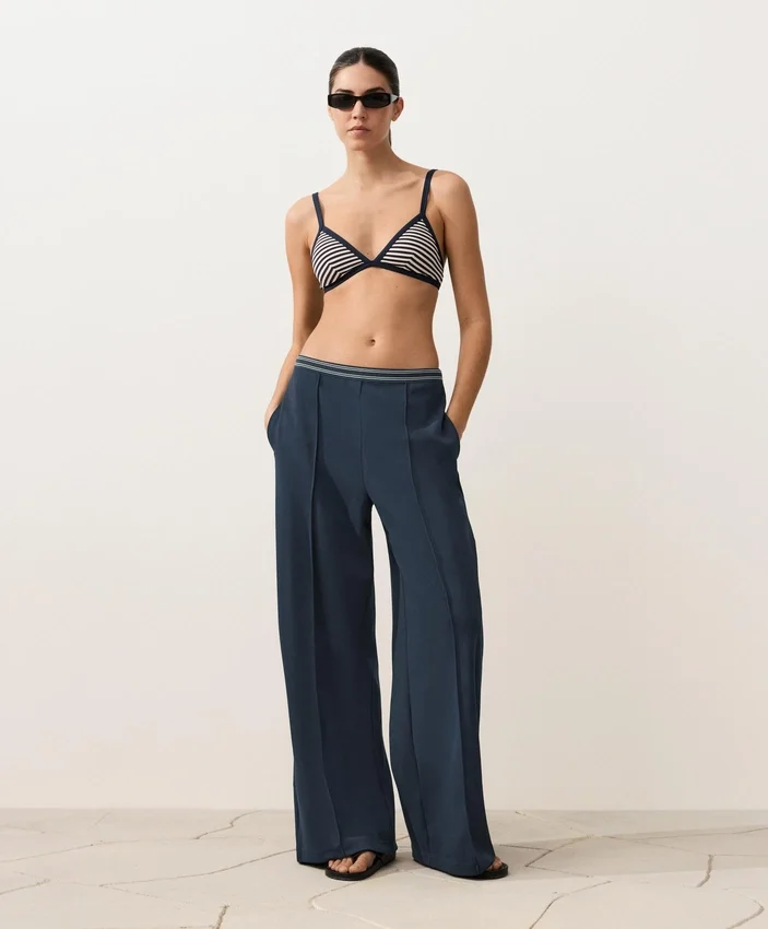 Trim Textured Stripe Triangle Bikini Top Trim Textured Stripe Triangle Bikini Top