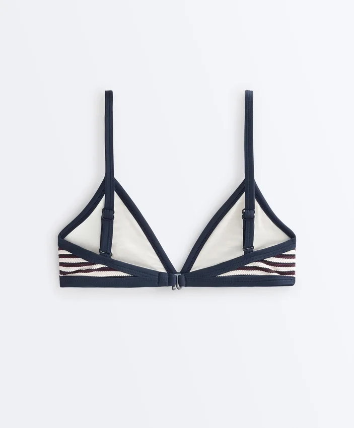 Trim Textured Stripe Triangle Bikini Top Trim Textured Stripe Triangle Bikini Top