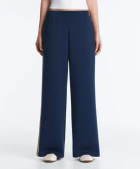 Twill Straight-Leg Trousers with Side Tape