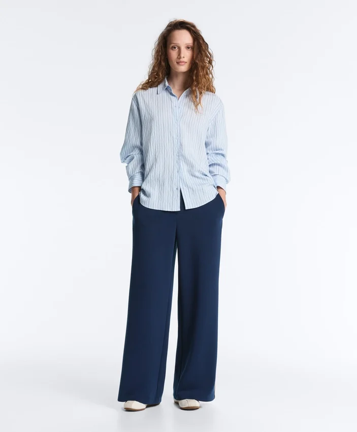 Twill Straight-Leg Trousers with Side Tape Twill Straight-Leg Trousers with Side Tape