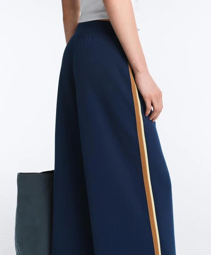 Twill Straight-Leg Trousers with Side Tape Twill Straight-Leg Trousers with Side Tape