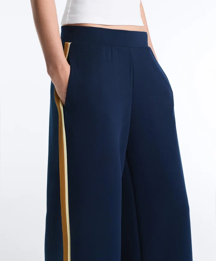 Twill Straight-Leg Trousers with Side Tape Twill Straight-Leg Trousers with Side Tape