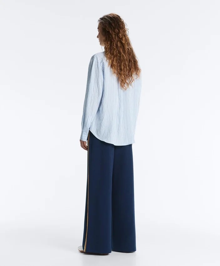Twill Straight-Leg Trousers with Side Tape Twill Straight-Leg Trousers with Side Tape