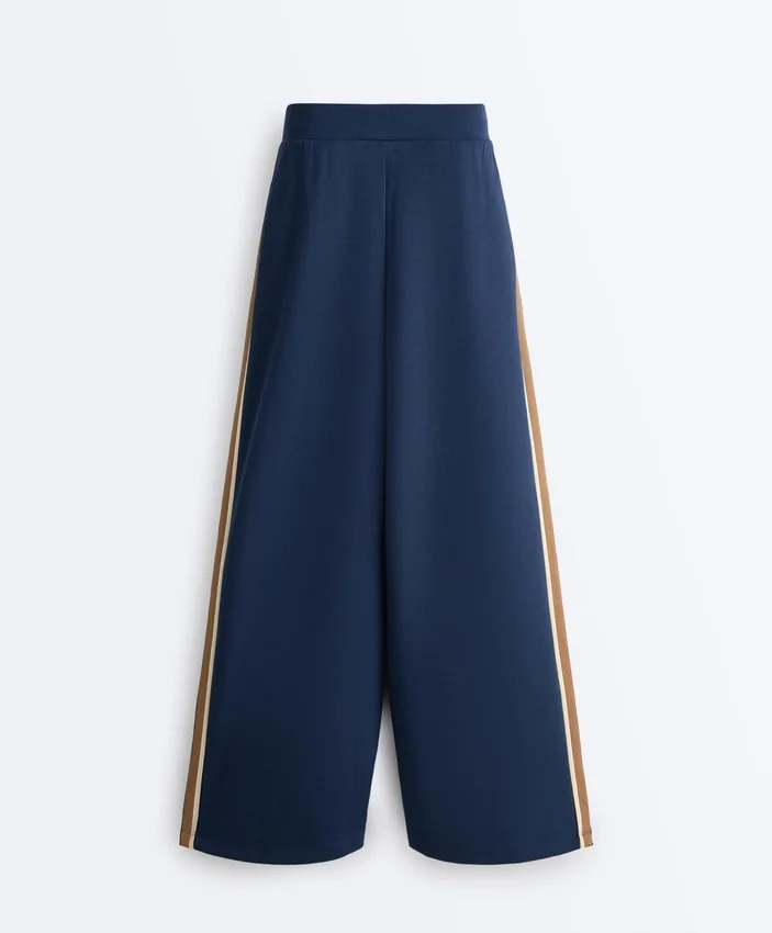 Twill Straight-Leg Trousers with Side Tape Twill Straight-Leg Trousers with Side Tape