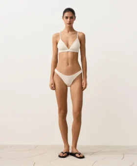 U-Cut Bubble-Texture Crochet Medium-Coverage Bikini Briefs