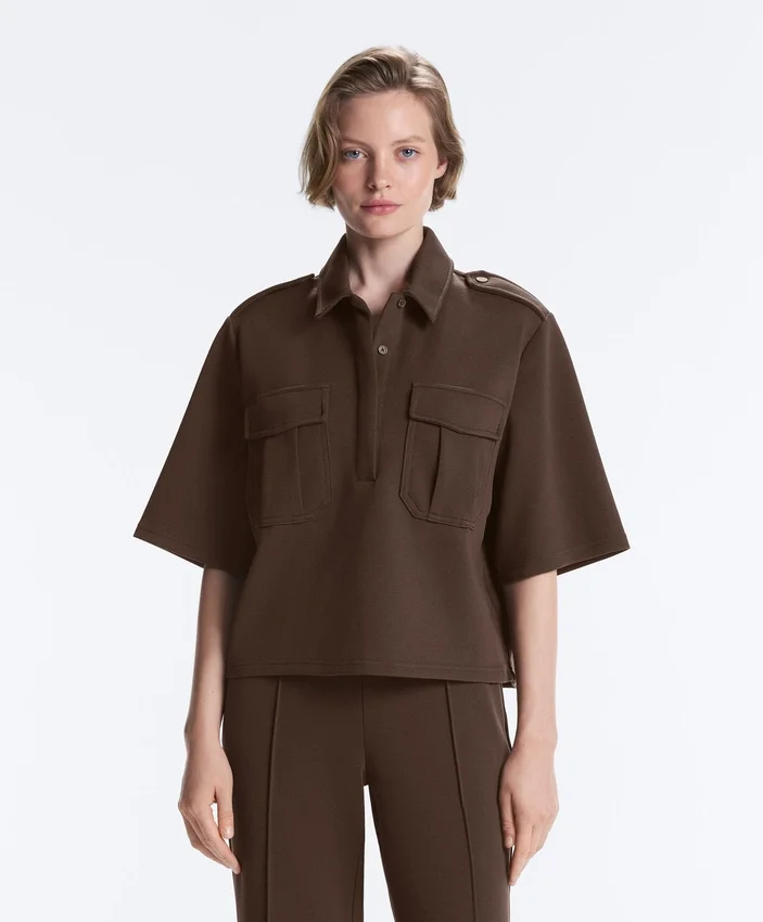 Utility Short-Sleeve Sweatshirt with Cotton Piqué Utility Short-Sleeve Sweatshirt with Cotton Piqué