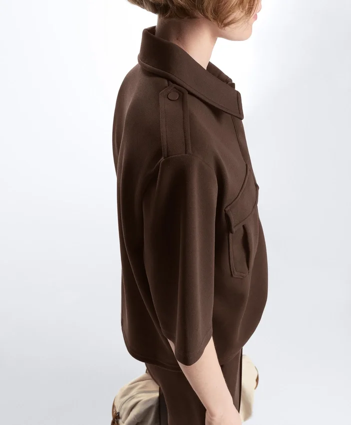 Utility Short-Sleeve Sweatshirt with Cotton Piqué Utility Short-Sleeve Sweatshirt with Cotton Piqué