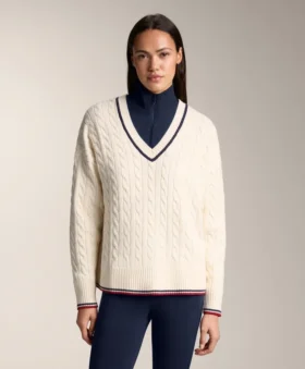 V-Neck Mini Cable Knit Jumper