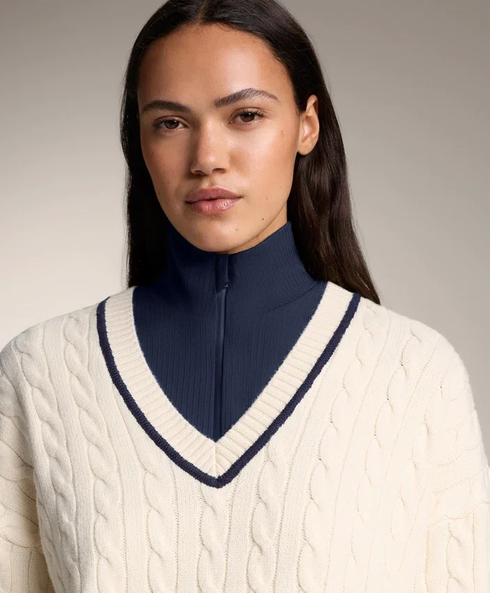 V-Neck Mini Cable Knit Jumper V-Neck Mini Cable Knit Jumper