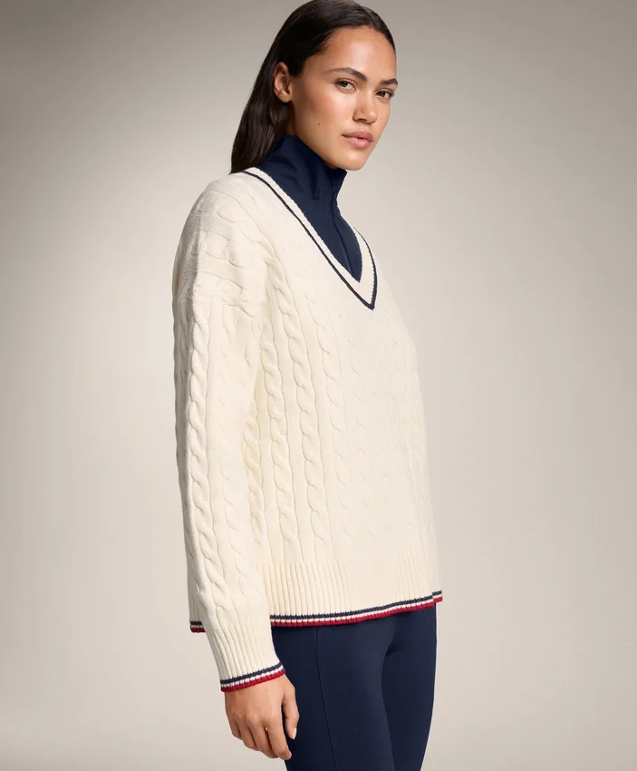 V-Neck Mini Cable Knit Jumper V-Neck Mini Cable Knit Jumper