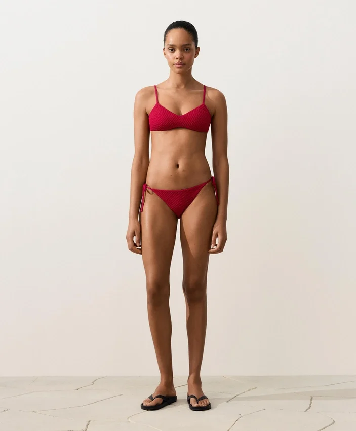 Medium-Coverage Waffle Bikini Briefs with Ties Medium-Coverage Waffle Bikini Briefs with Ties